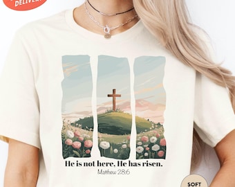Christian Easter Shirt, He Is Not Here He Has Risen Shirt, Jesus Shirt, Christian Shirt, Easter Shirt, Bible Verse Shirt, Faith Shirt