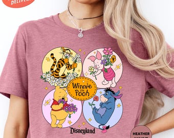 Vintage Winnie the Pooh Shirt, Retro Disney Pooh Bear Flower Shirt, Pooh Bear and Friends Shirt, Disney Trip Shirt, Disneyland Shirt