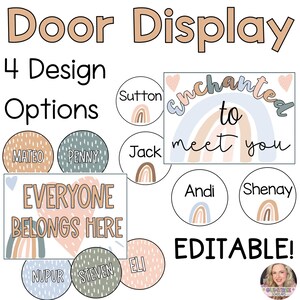 Boho Neutral Rainbow - Door Display Welcome Sign | Editable