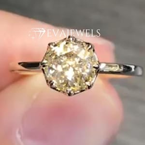 Dainty 2.0 CT Old Mine Cut Round Solitaire Ring, Classic 8 Prong Set 14k Solid Yellow Gold Old Mine Round Cut Anniversary Gift, Jewelry Gift