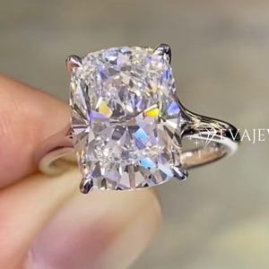 4.00 CT Elongated Cushion Cut Colorless Moissanite Engagement Ring, Cushion Cut Solitaire Wedding Ring,14K White Gold Elongated Cushion Ring