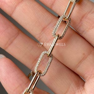 Link Chain Bracelet For Her - 14k Gold Paperclip Chain Bracelet - Dainty Paper Clip Chain Bracelet -Gold Paper Clip Chain Bracelet For Women