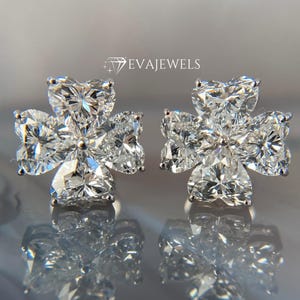 Women&#39;s Moissanite Heart Shaped Cut Stud Earrings, Heart Cut Moissanite Diamond Gold Stud Earrings, Push Back Style Anniversary Earrings.
