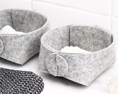 Bathroom organizer set - q-tip holder - wool felt vanity storage - contemporary design