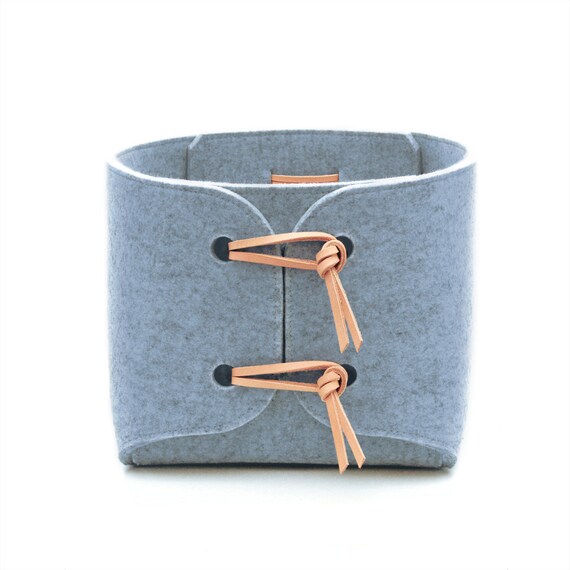 Large storage bin with natural leather details storage Etsy