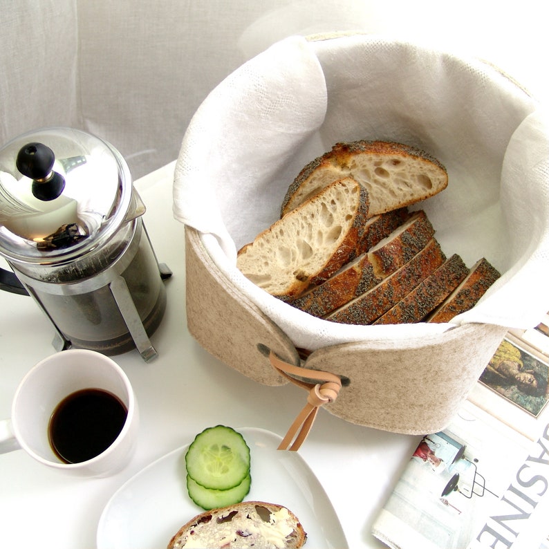 Xlarge Bread Basket in Wool Felt Modern Bread Box With Etsy Canada