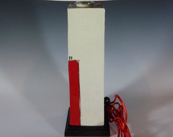 White Stoneware Lamp "The Red Door Series" #13  19+/-"