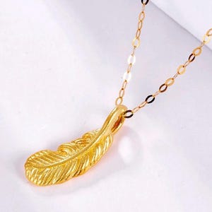 24K Pure Gold Leaf Shaped Pendant - 9999 Purity - RESTOCKED