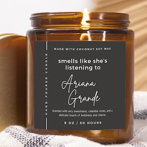 Riecht wie sie Ariana Grande Kerze hört, Sängerin inspirierte Kerze, Geschenk für sie, Geschenk für Ariana Grande Fan