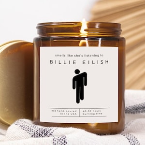 Smells Like She&#39;s Listening to Billie Eilish Candle, Blohsh Candle, Singer Inspired Candle, Gift For Her, Gift For Billie Eilish Fan