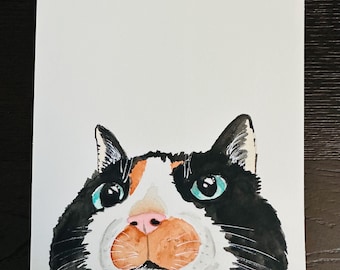 Original Painting - Looking Up, cat, watercolor