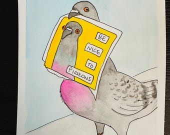 Original Painting - Pigeon, watercolor, bird