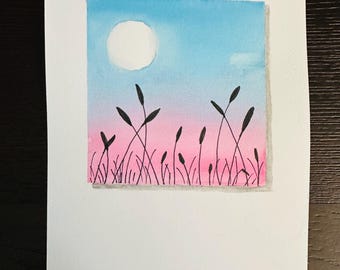 Original Painting - Cat Tails, watercolor