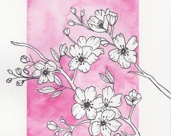 Original Art - Cherry Blossoms, painting, watercolor, flowers