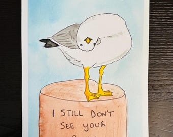 Original Painting - I Still Don’t See Your Point, seagull, watercolor, bird
