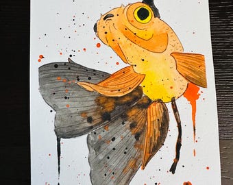 Original Painting - Goldfish, watercolor, fish