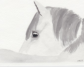 Original Art - Grey Horse, painting, watercolor
