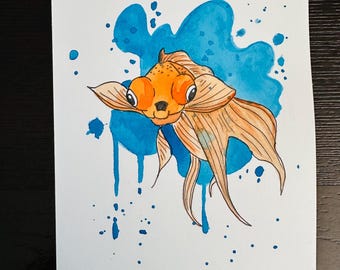 Original Painting - Goldfish, watercolor