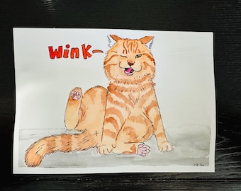 Original Painting - Cheeky Cat, watercolor