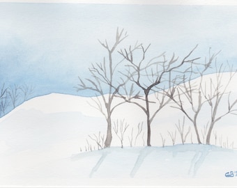 Original Art - Winter Scene, watercolor, painting