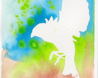 Original Art - Negative Space, bird, watercolor, painting