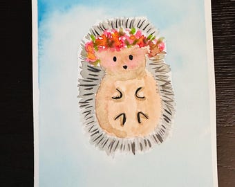 Original Painting - Hedgehog, watercolor, art