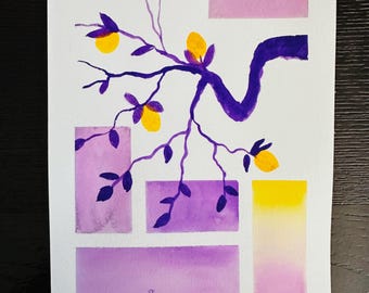 Original Painting - Lemon Tree, watercolor, modern
