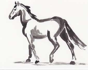 Original Art - Brush style horse, painting, watercolor