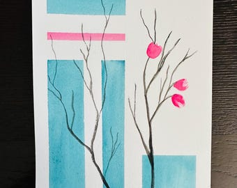 Original Painting - Abstract Flowering Tree, watercolor
