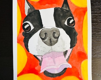 Original Painting - Boston Terrier, watercolor, dog