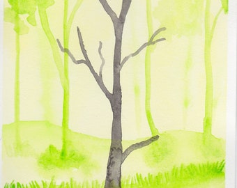 Original Art - Green Forest, painting, watercolor