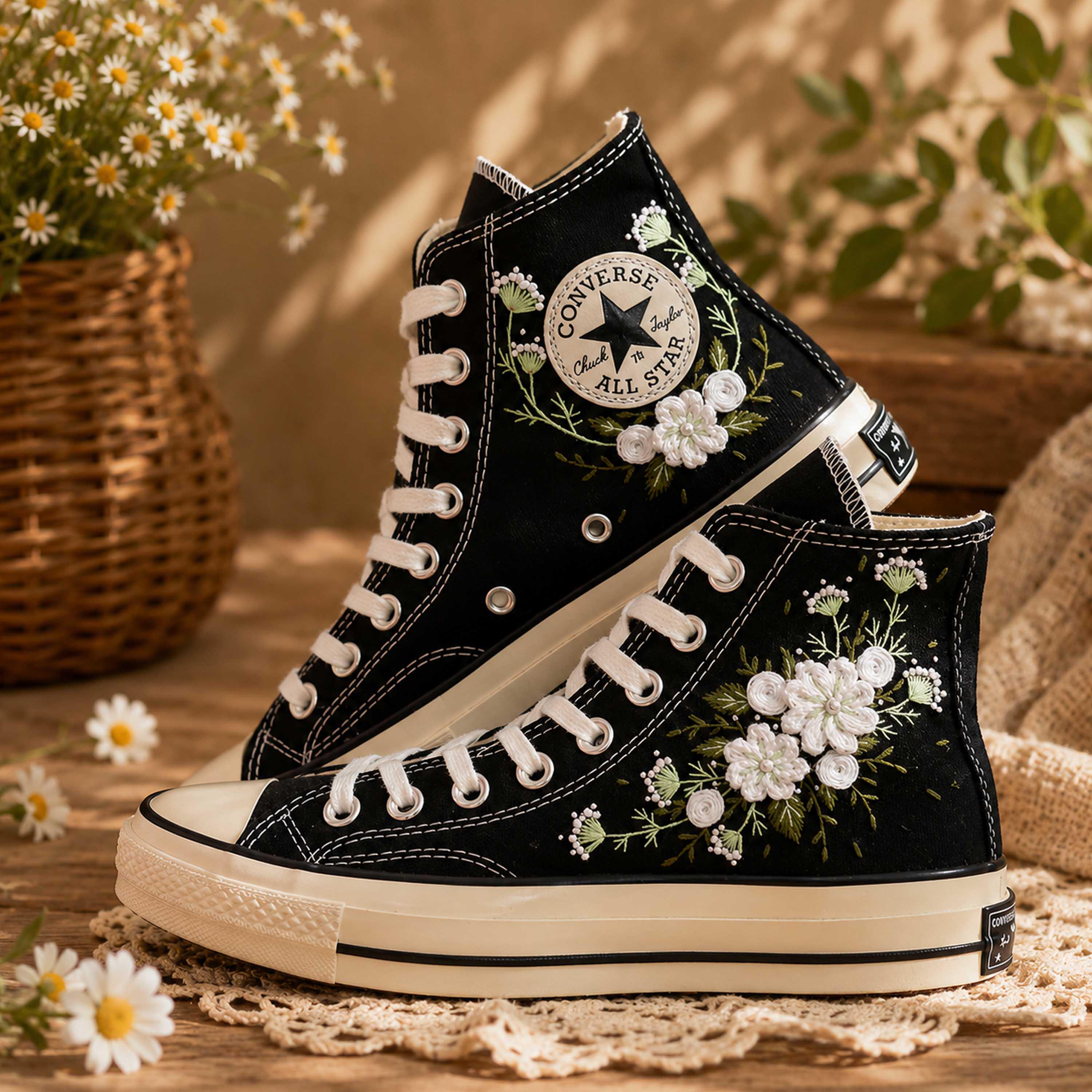 Converse With Patterns High Top Textile Converse Custom Embroidered Converse High Tops