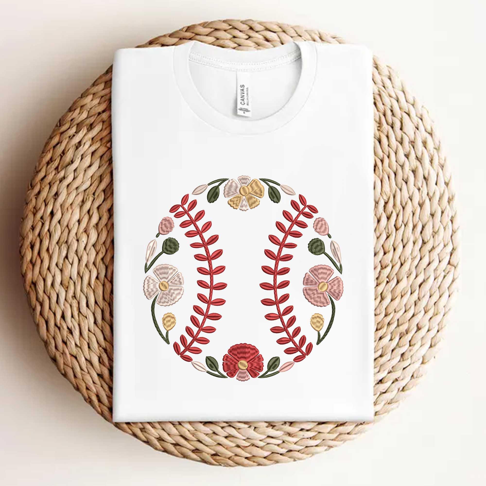 Spring Baseball Designs Floral Baseball Embroidery Design: Vintage Flower Sport Pattern ...