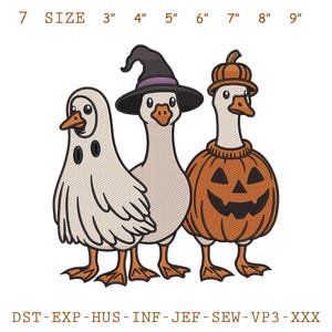 Halloween Gans Stickdatei, Geist Hexe Kürbis Gans Maschinenstickdatei, Lustige Halloween Gans Dekor