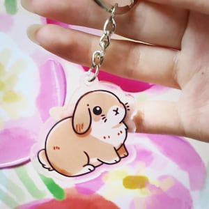 Cute Bunny Acrylic Keychain - Adorable Rabbit Keychain for Bags, Farm Animal Acrylic KeyChain Accessory for Kids, and Gifts