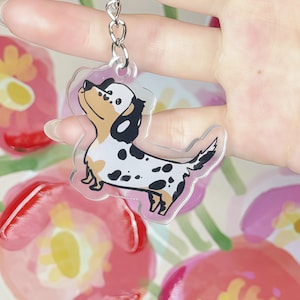 Süßer Dackel Hund Schlüsselanhänger - Handgemachter Acryl Schlüsselanhänger, Brauner Dackel Anhänger, Perfektes Geschenk für Hundeliebhaber