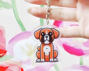 Personalized Boxer Dog Acrylic Keychain: Dog Lover Gift