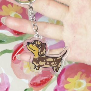 Süßer Dackel Hund Schlüsselanhänger - Handgemachter Acryl Schlüsselanhänger, Brauner Dackel Anhänger, Perfektes Geschenk für Hundeliebhaber