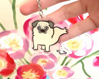 Personalized Pug Acrylic Keychain: Dog Lover Gift