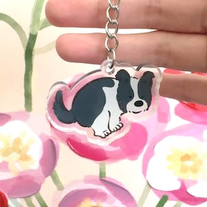 Custom Border Collie Keychain – Double-Sided Acrylic Dog Charm with Name Personalization