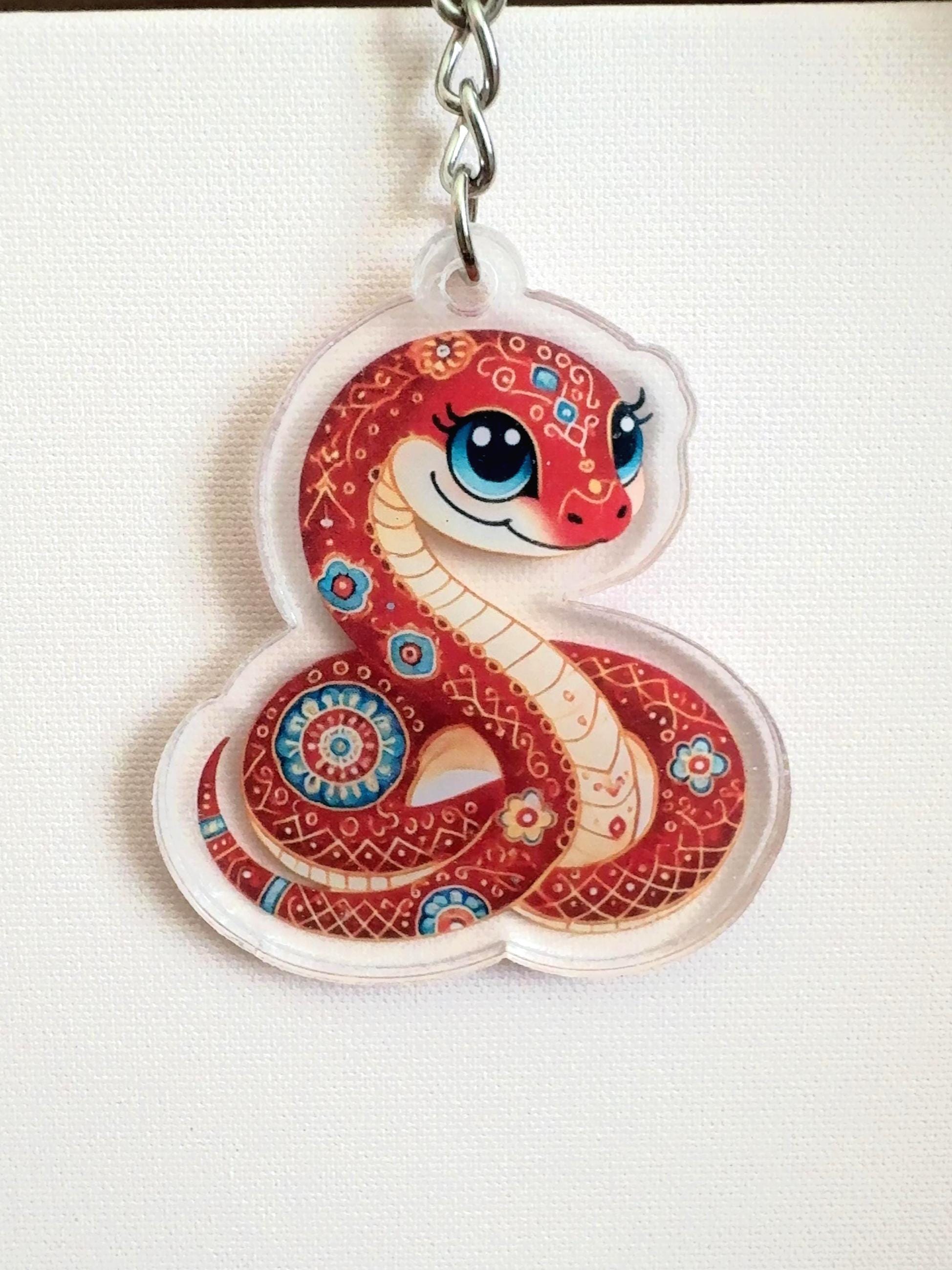 Custom Snake Keychain – Double-sided Acrylic Charm With Mandala ...