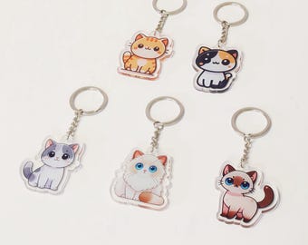 Kawaii Katze Acryl Schlüsselanhänger - Kitty Charm Set