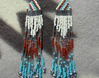 Navajo Handmade Beaded Fringe Earrings