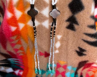 Kingman Turquoise & Mother of Pearl Clover Earrings
