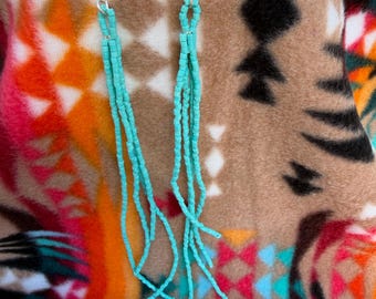 Handmade Blue Fringe Earrings