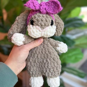Crochet Baby Bunny Lovey: Handmade Bunny Snuggler with Removable Headband Orchid