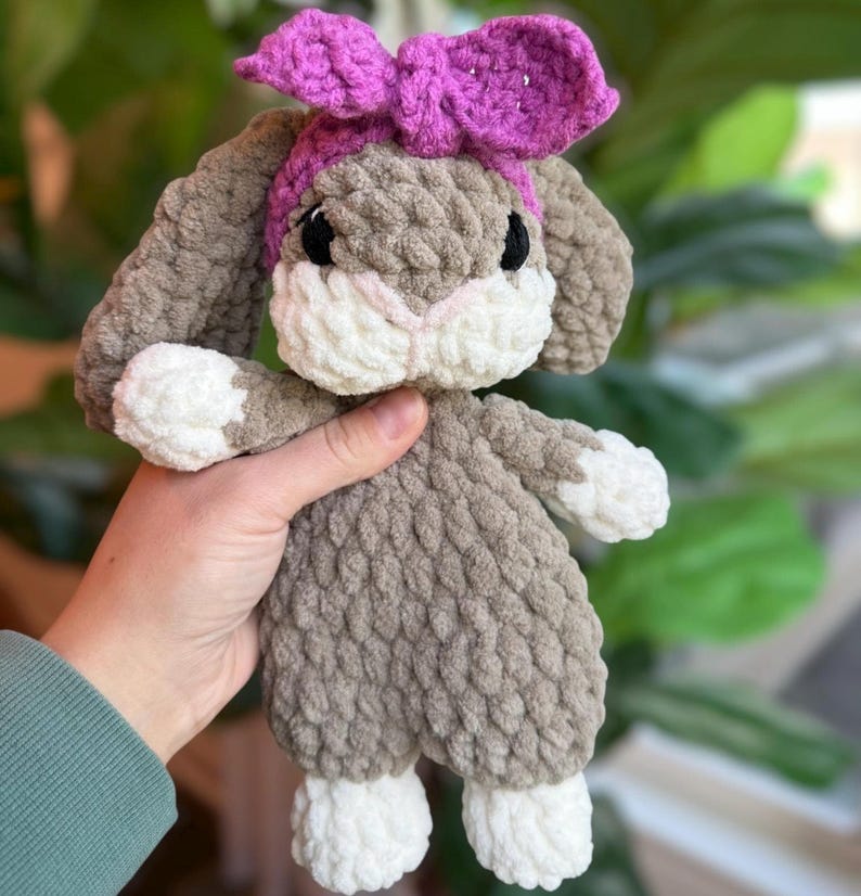 Crochet Baby Bunny Lovey: Handmade Bunny Snuggler with Removable Headband Orchid