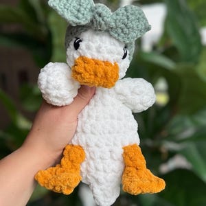Crochet Baby Duck Lovey: Handmade Duck Snuggler with Removable Headband
