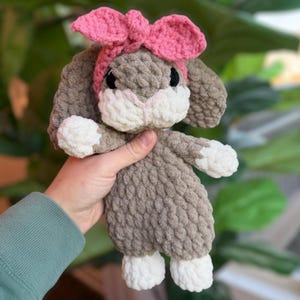 Crochet Baby Bunny Lovey: Handmade Bunny Snuggler with Removable Headband Taffy