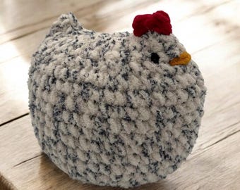 Crochet Mama Chicken Plushie with Chicks: Handmade Farm Animal Toy Set